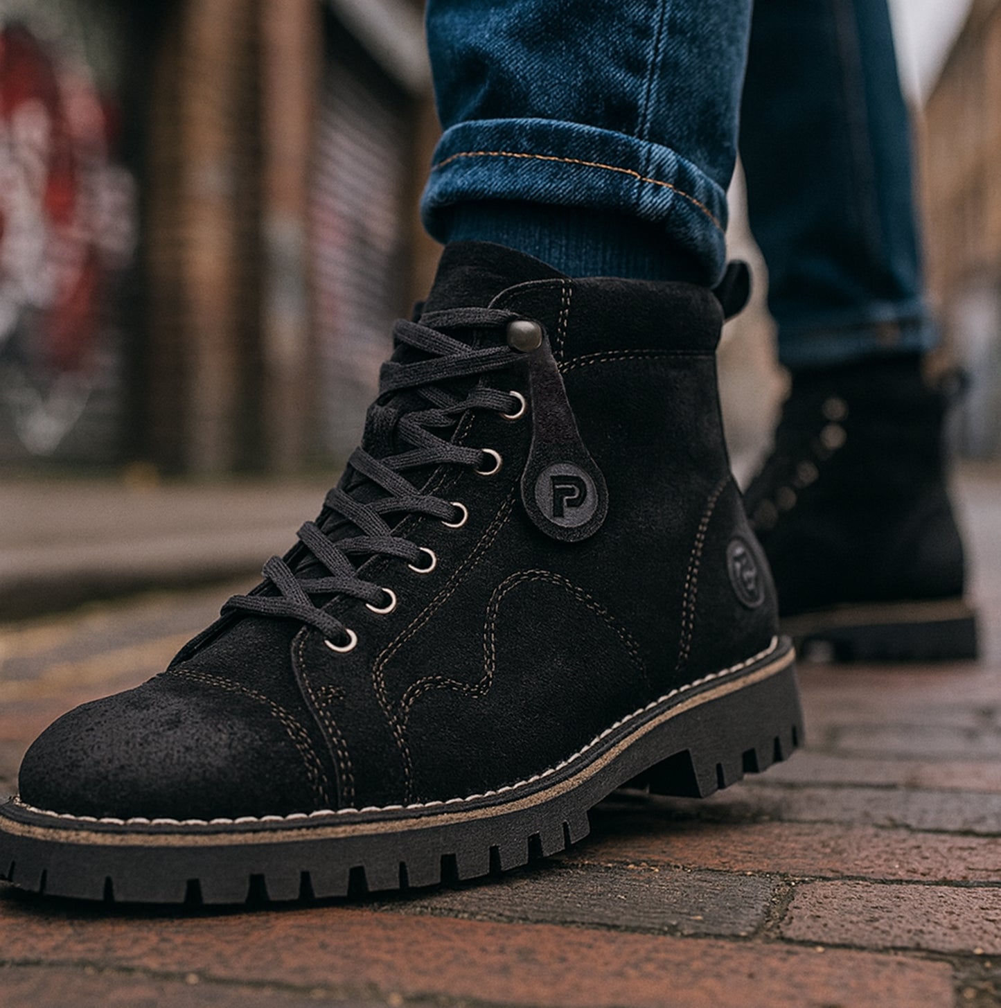 Popps 1961 MOD Mens Suede Boots Black