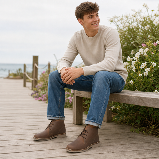 Roamers LEONARD Mens Desert Boots Brown
