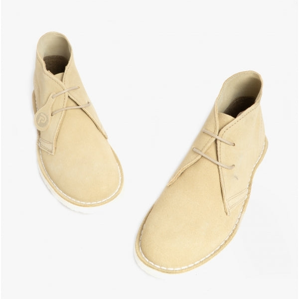 Popps PASTEL Womens Suede Casual Desert Boots in Mellow Yellow, pair seen from above