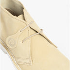 Popps PASTEL Womens Suede Casual Desert Boots in Mellow Yellow, close-up of the laces and suede