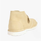 Popps PASTEL Womens Suede Casual Desert Boots in Mellow Yellow, side view showing the white sole