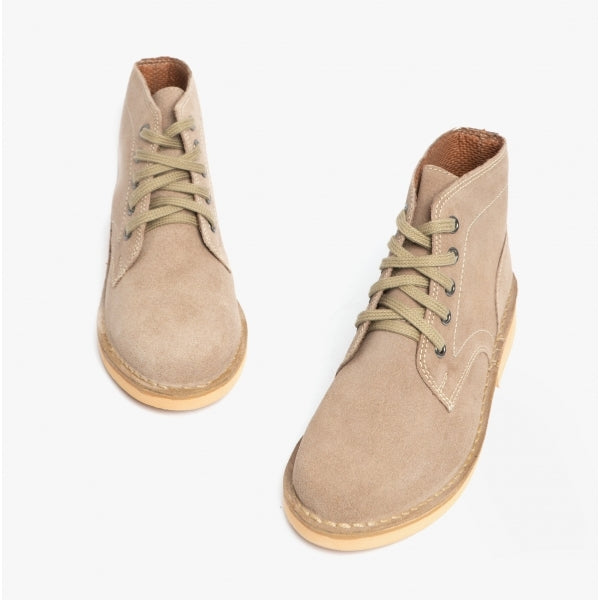 Roamers M468TS Mens 5 Eyelet Desert Boots in Dark Taupe, pair seen from above showing the five-eyelet lacing