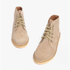 Roamers M468TS Mens 5 Eyelet Desert Boots in Dark Taupe, pair seen from above showing the five-eyelet lacing