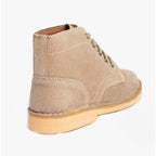 Roamers M468TS Mens 5 Eyelet Desert Boots in Dark Taupe, rear three-quarter view of the heel and sole
