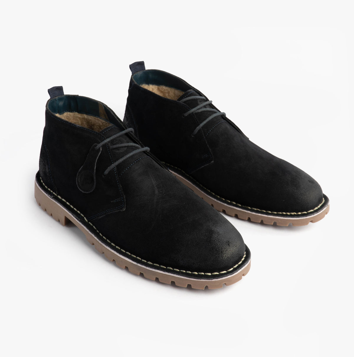 Popps COOPER Mens Desert Boots in Navy, pair shown at a front angle