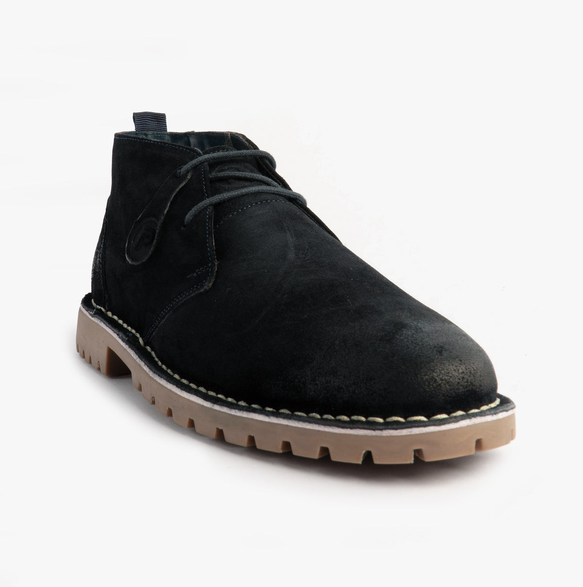 Popps COOPER Mens Desert Boots in Navy, pair shown at a three quarter angle