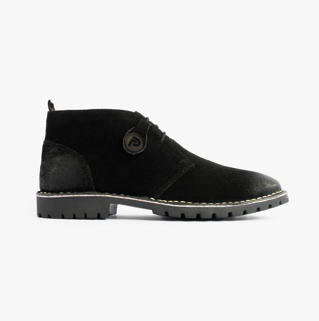 Popps COOPER Mens Desert Boots Black Suede