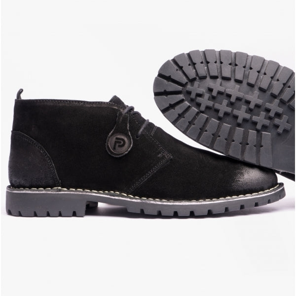 Popps COOPER Mens Desert Boots Black Suede