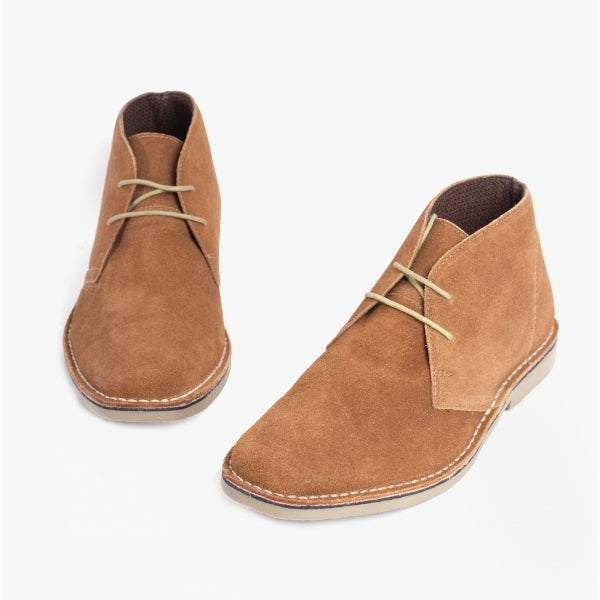 Roamers MARCO Mens Desert Boots in Sand, pair seen from above