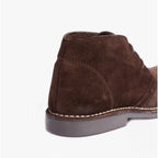 Roamers MARCO Mens Desert Boots in Dark Brown, rear three-quarter view of the heel