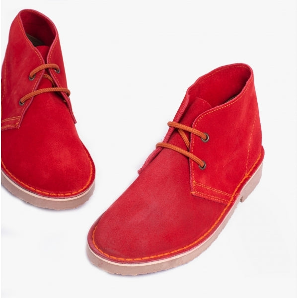 Roamers ORIGINAL Unisex Desert Boots in Red, pair seen from above