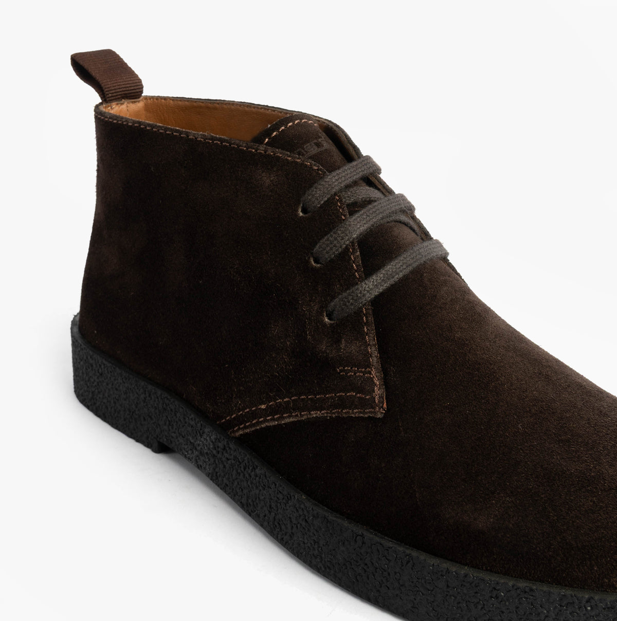 Roamers REVOLVER Mens Boots in Chocolate Brown, close-up of the laces and sole edge