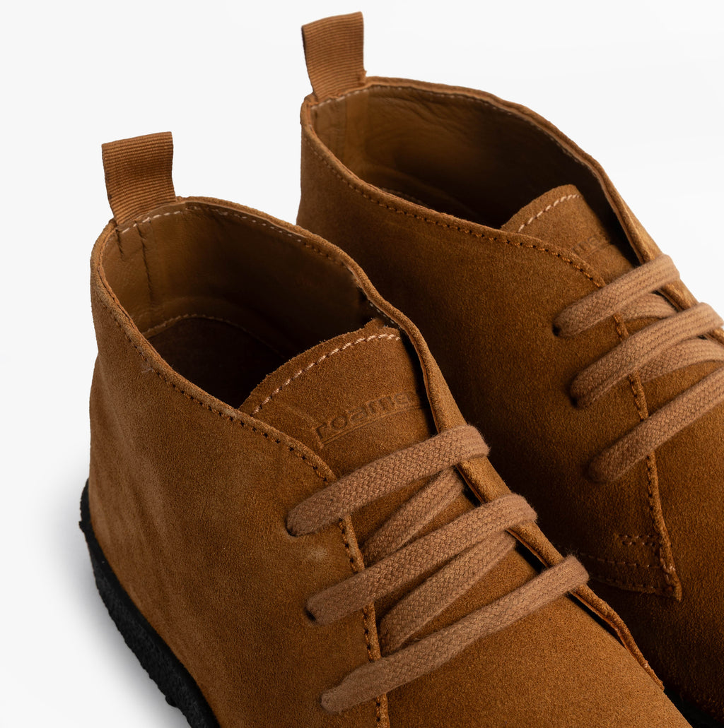 Roamers REVOLVER Mens Boots in Tan, close-up of the laces