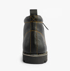 Popps 1961 MOD Mens Leather Monkey Boots in Black, rear view showing the heel