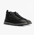 Popps 1961 MOD Mens Suede Monkey Boots in Black, pair shown at a front angle