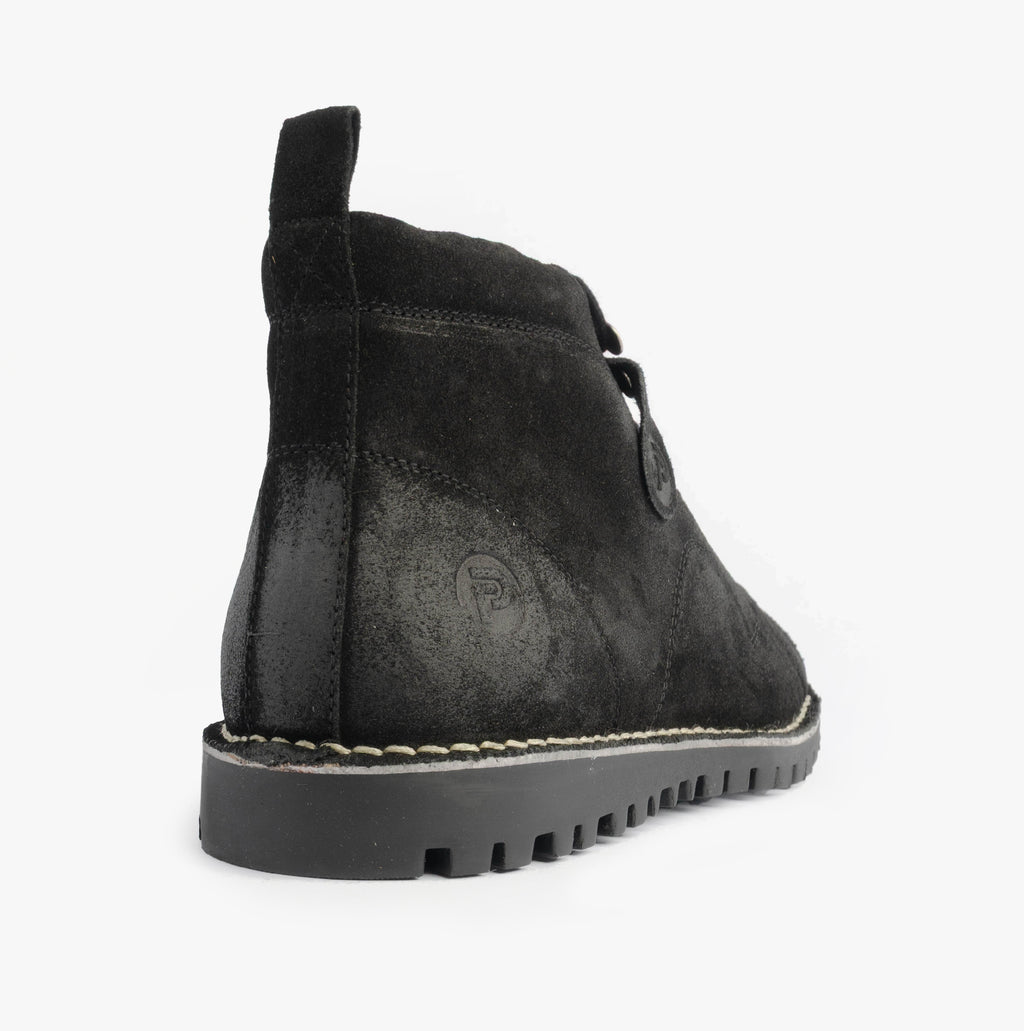 Popps 1961 MOD Mens Suede Monkey Boots in Black, rear view