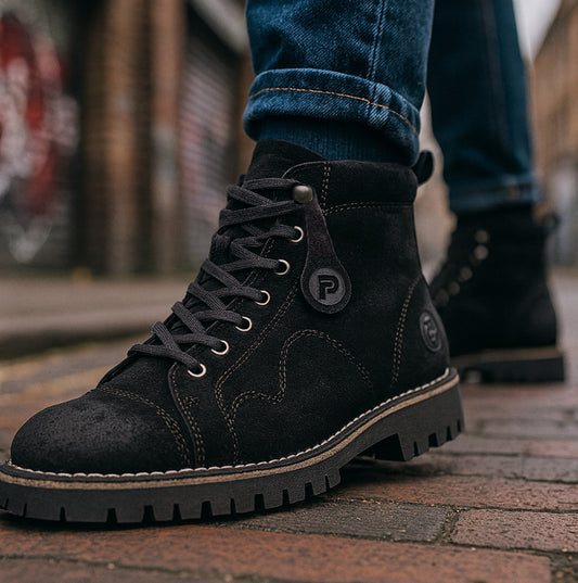 Popps 1961 MOD Mens Suede Boots Black