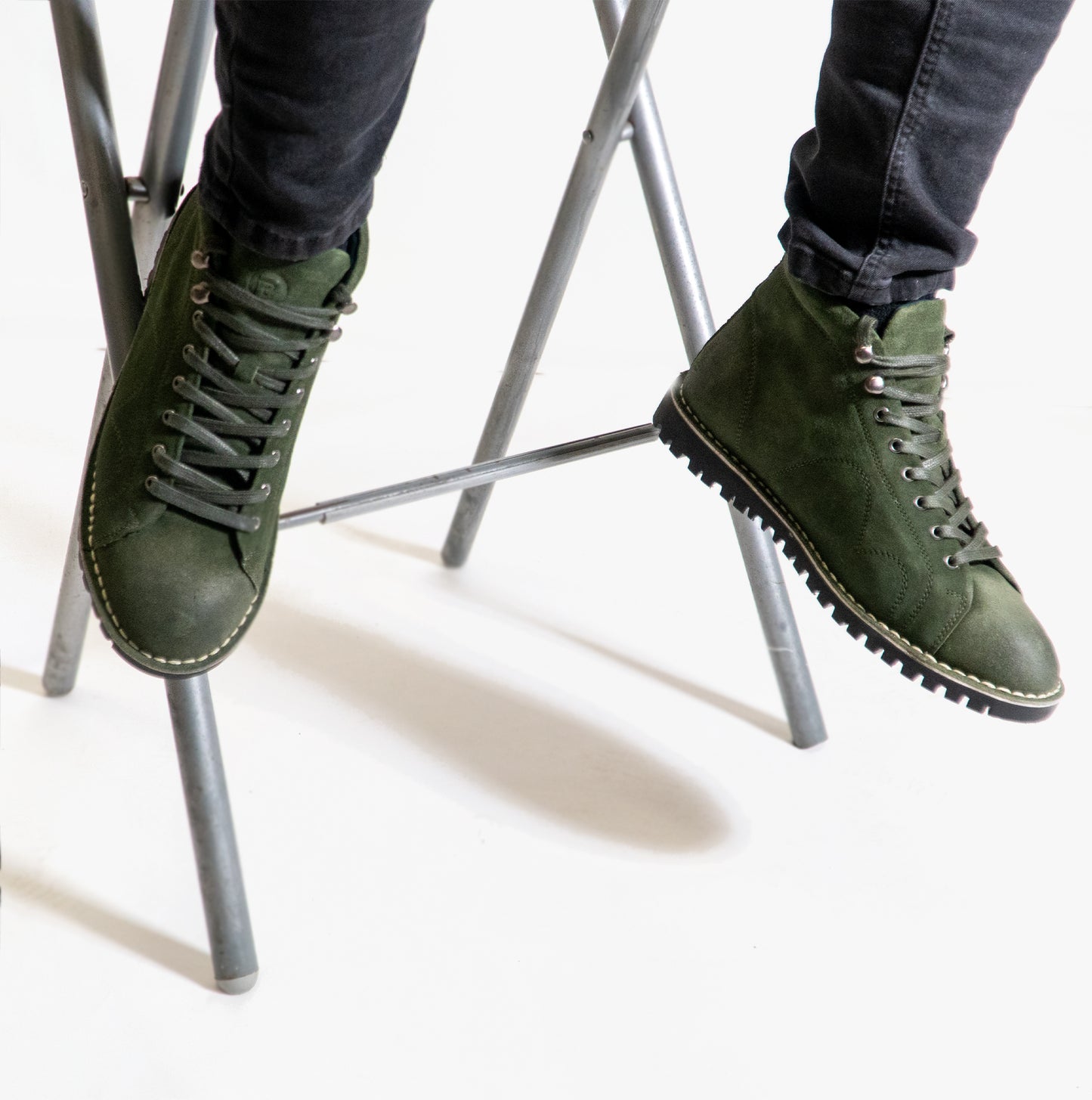 Popps 1961 MOD Mens Suede Boots Green