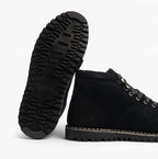 Popps 1961 MOD Mens Suede Monkey Boots in Navy, tread sole with the other boot beside it