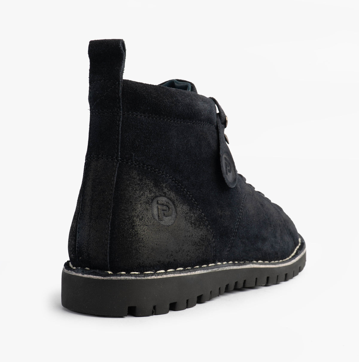 Popps 1961 MOD Mens Suede Monkey Boots in Navy, rear view