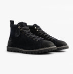 Popps 1961 MOD Mens Suede Monkey Boots in Navy, pair shown at a front angle