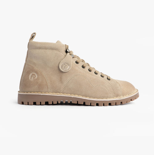 Popps 1961 MOD Mens Suede Monkey Boots in Sand, side view