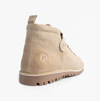 Popps 1961 MOD Mens Suede Monkey Boots in Sand, rear view showing the side button