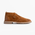 Popps COOPER Mens Desert Boots in Cognac, side view showing the round button detail
