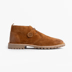 Popps COOPER Mens Desert Boots in Cognac, side view showing the round button detail