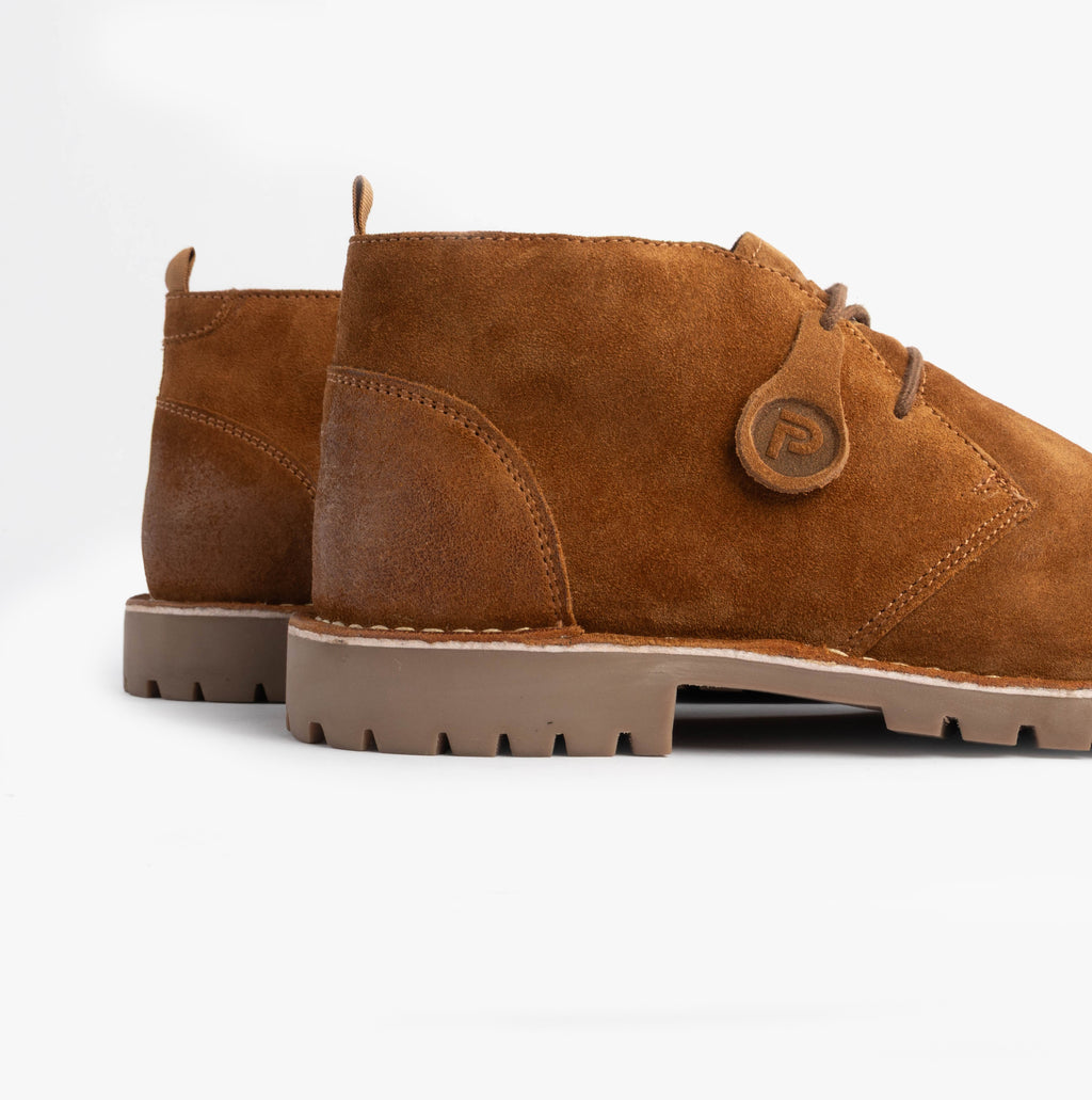 Popps COOPER Mens Desert Boots in Cognac, pair shown side on