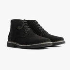 Popps RANGER Mens Desert Boots in Black, pair shown at a front angle