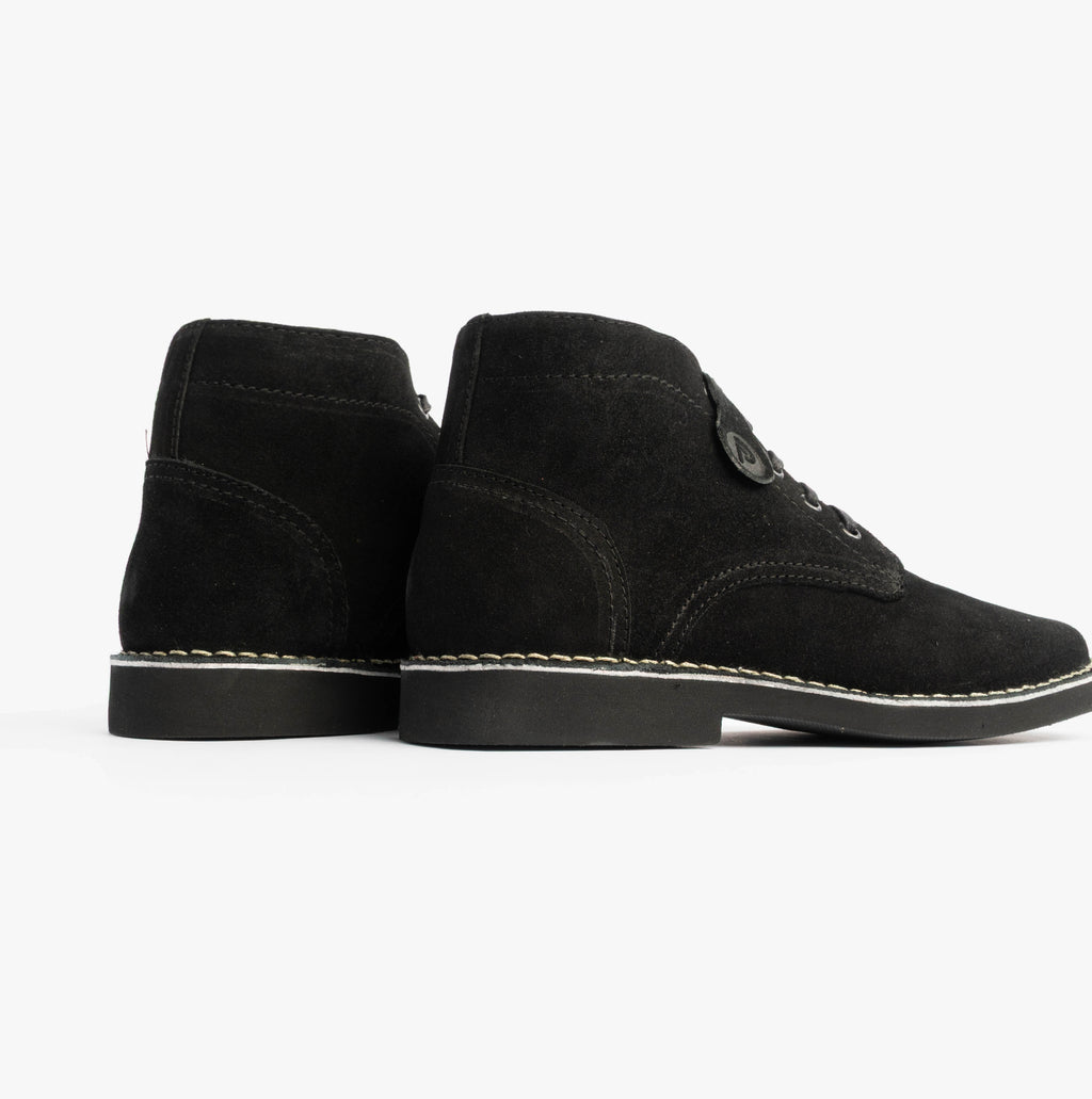 Popps RANGER Mens Desert Boots in Black, pair seen from the back and side