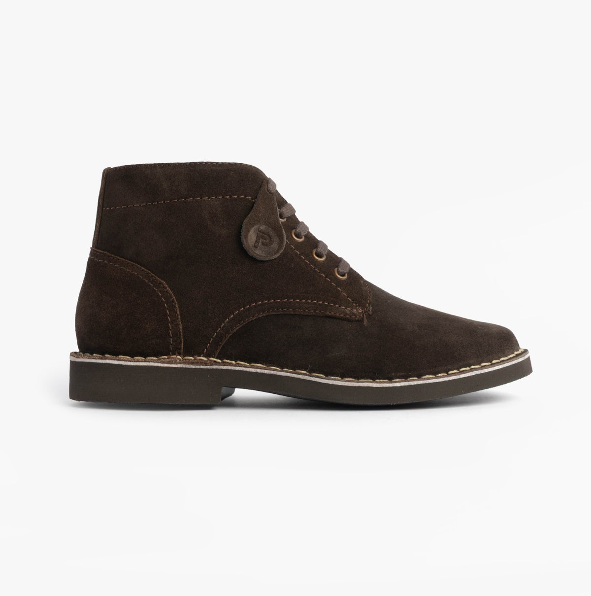 Popps RANGER Mens Desert Boots in Dark Brown, side view
