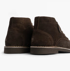 Popps RANGER Mens Desert Boots in Dark Brown, close-up of the heels from behind