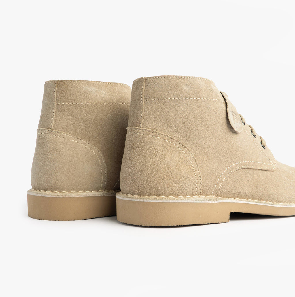 Popps RANGER Mens Desert Boots in Taupe, pair seen from the back and side