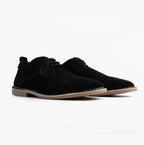 Popps JONAS Mens Suede Desert Shoes in Black, pair shown side on