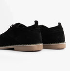 Popps JONAS Mens Suede Desert Shoes in Black, pair seen from behind and the side