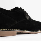 Popps JONAS Mens Suede Desert Shoes in Black, close-up of the side and sole edge
