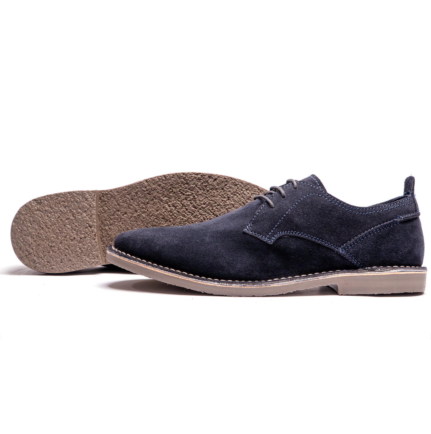 Popps JONAS Mens Suede Desert Shoes Navy