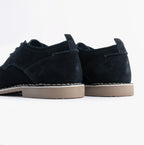 Popps JONAS Mens Suede Desert Shoes in Navy, pair seen from behind and the side
