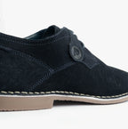 Popps JONAS Mens Suede Desert Shoes in Navy, close-up of the side and sole edge