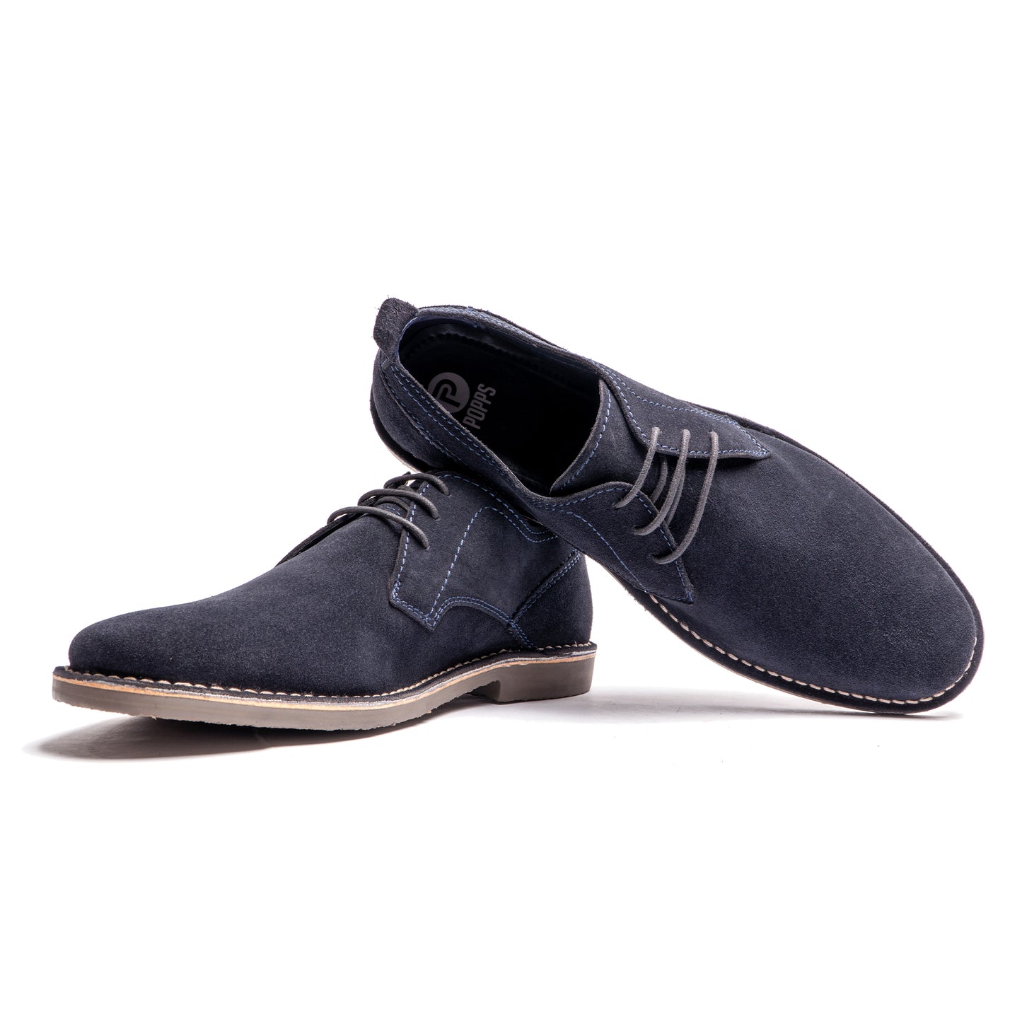 Popps JONAS Mens Suede Desert Shoes Navy