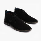 Popps VESPA Unisex Desert Boots in Black, pair shown at a front angle
