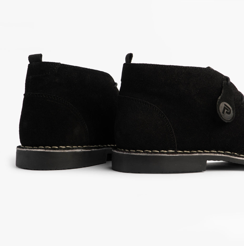 Popps VESPA Unisex Desert Boots in Black, pair seen from behind