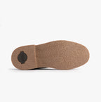 Popps VESPA Unisex Desert Boots in Dark Brown, sole with tread pattern and logo patch