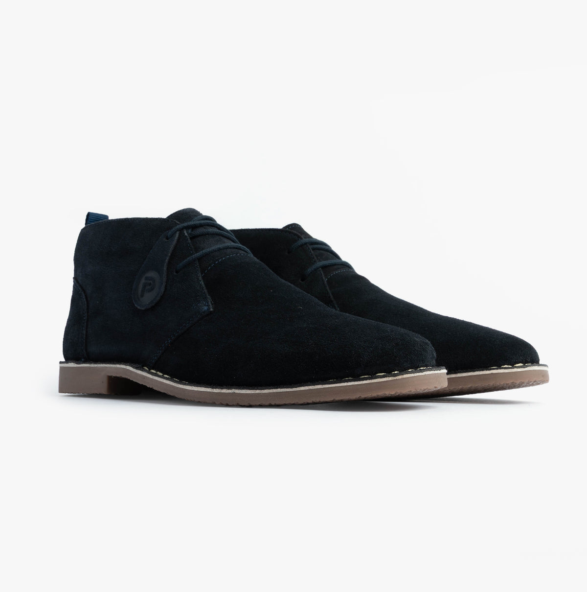 Popps VESPA Unisex Desert Boots in Navy, pair shown side on