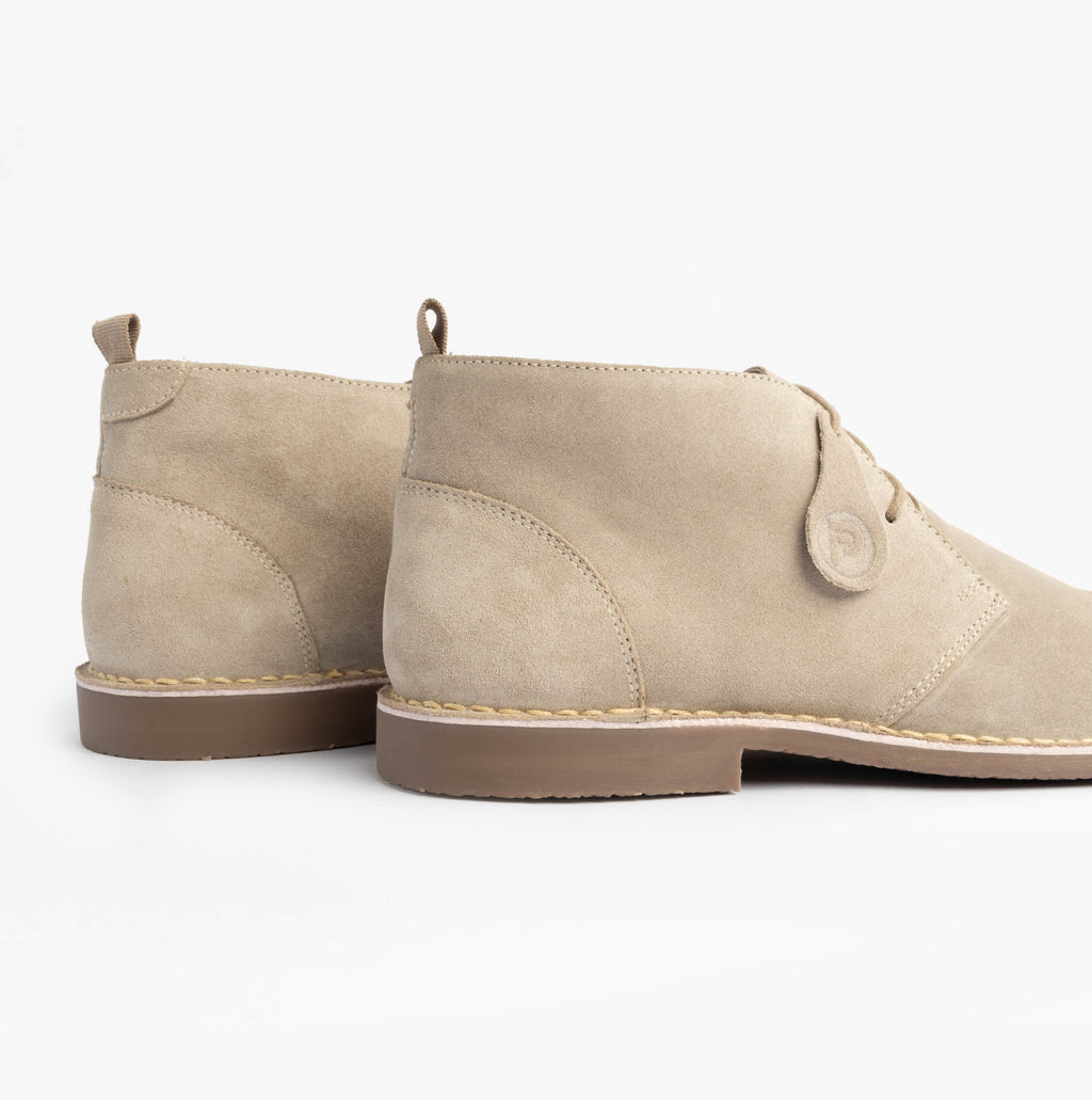 Popps VESPA Unisex Desert Boots in Sand, pair seen from behind