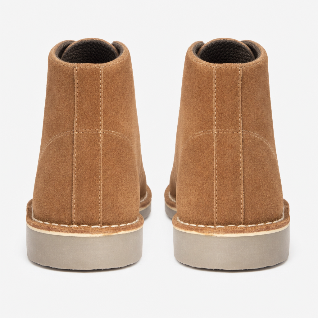 Roamers LEONARD Mens Desert Boots in Sand, back view of both boots