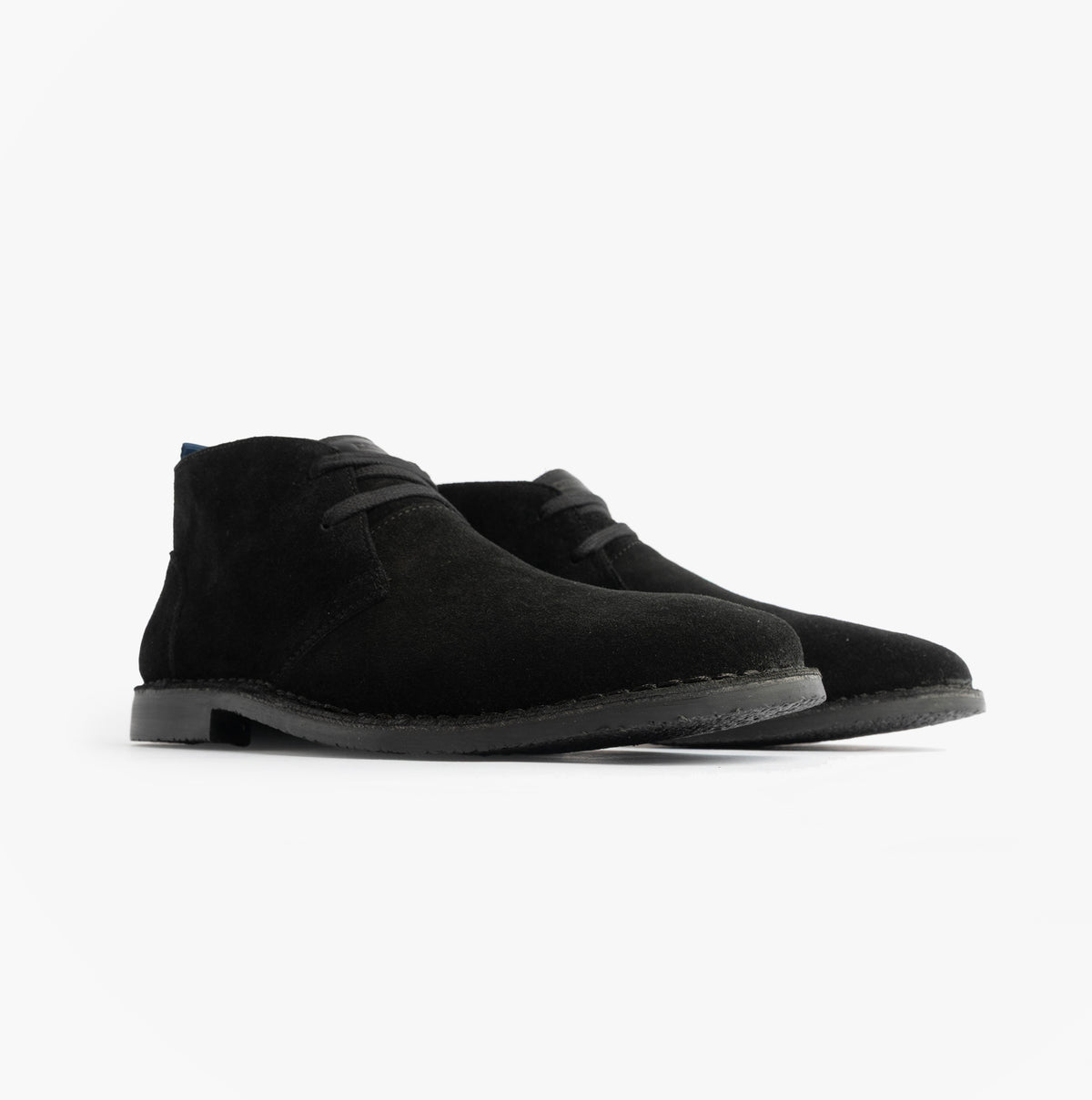 Roamers JACOB Mens Desert Boots in Black, pair shown at a front angle
