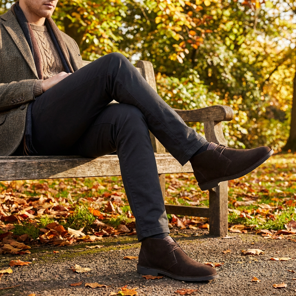 man wearing m965dbs desert boots